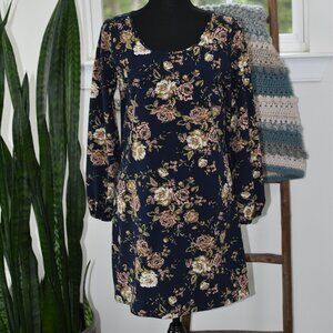 Navy Floral Print Dress